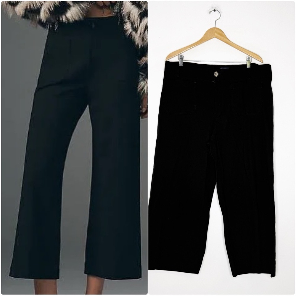 Maeve Black Wide-Leg Crop Trousers